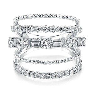 🍂  Latest Design 925 Silver Plated White CZ Wedding Ring, FB16FA1133